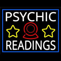 White Psychic Readings With Blue Border Neontábla