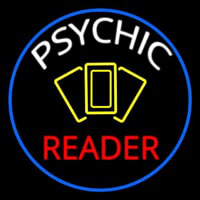 White Psychic Red Reader Yellow Cards And Blue Border Neontábla