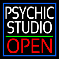 White Psychic Studio Red Open Green Line Neontábla