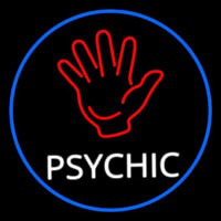 White Psychic With Blue Border Neontábla