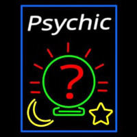 White Psychic With Blue Border Neontábla