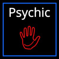 White Psychic With Blue Border Neontábla