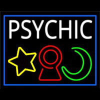 White Psychic With Logo Blue Border Neontábla