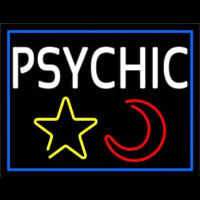 White Psychic With Moon And Star Neontábla