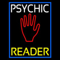 White Psychic Yellow Reader Blue Border Neontábla