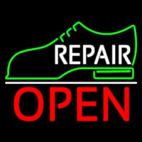 White Repair Shoe Logo Open Neontábla