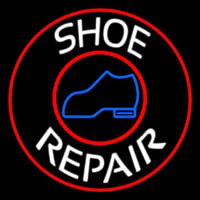 White Shoe Repair Withe Red Border Neontábla