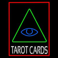 White Tarot Cards Logo And Red Border Neontábla