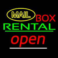 Yellow Mail Block Bo  Rental Open 2 Neontábla