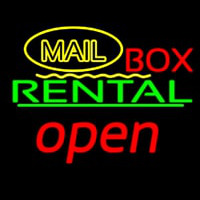 Yellow Mail Block Bo  Rental Open 3 Neontábla