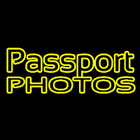 Yellow Passport Photos Block Neontábla