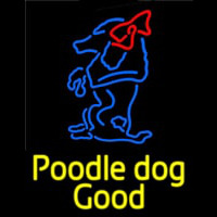 Yellow Poodle Dog Blue Logo Neontábla