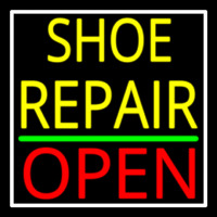 Yellow Shoe Repair Open With Border Neontábla