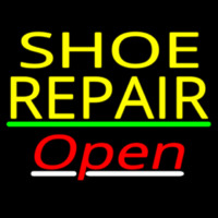 Yellow Shoe Repair Open With Green Line Neontábla